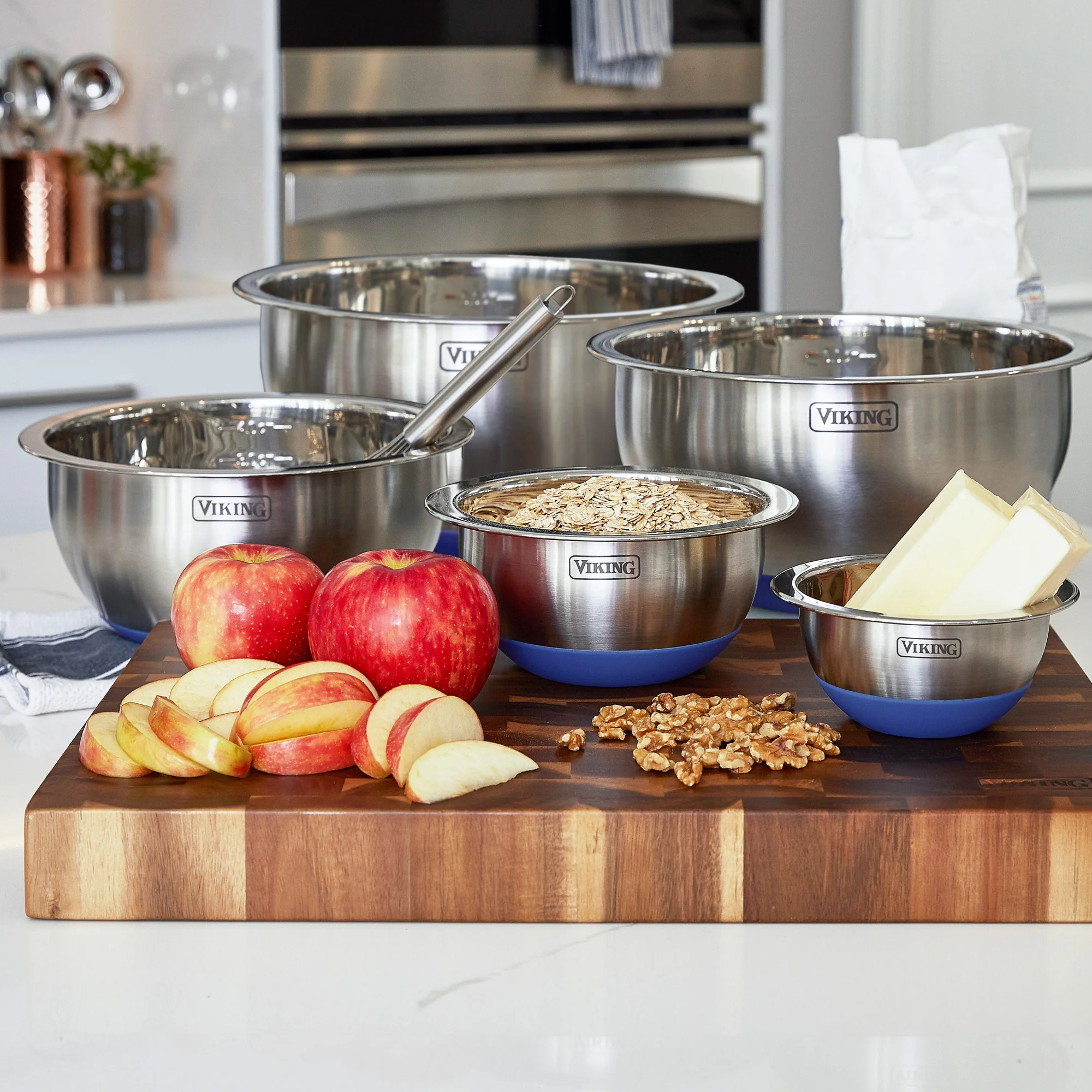 Viking 10-Piece Stainless Steel Mixing Bowl Set with Lids, Blue - Image 11