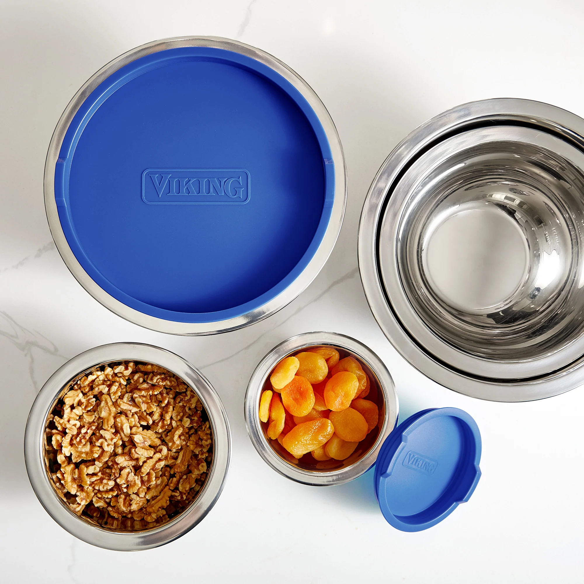 Viking 10-Piece Stainless Steel Mixing Bowl Set with Lids, Blue - Image 12