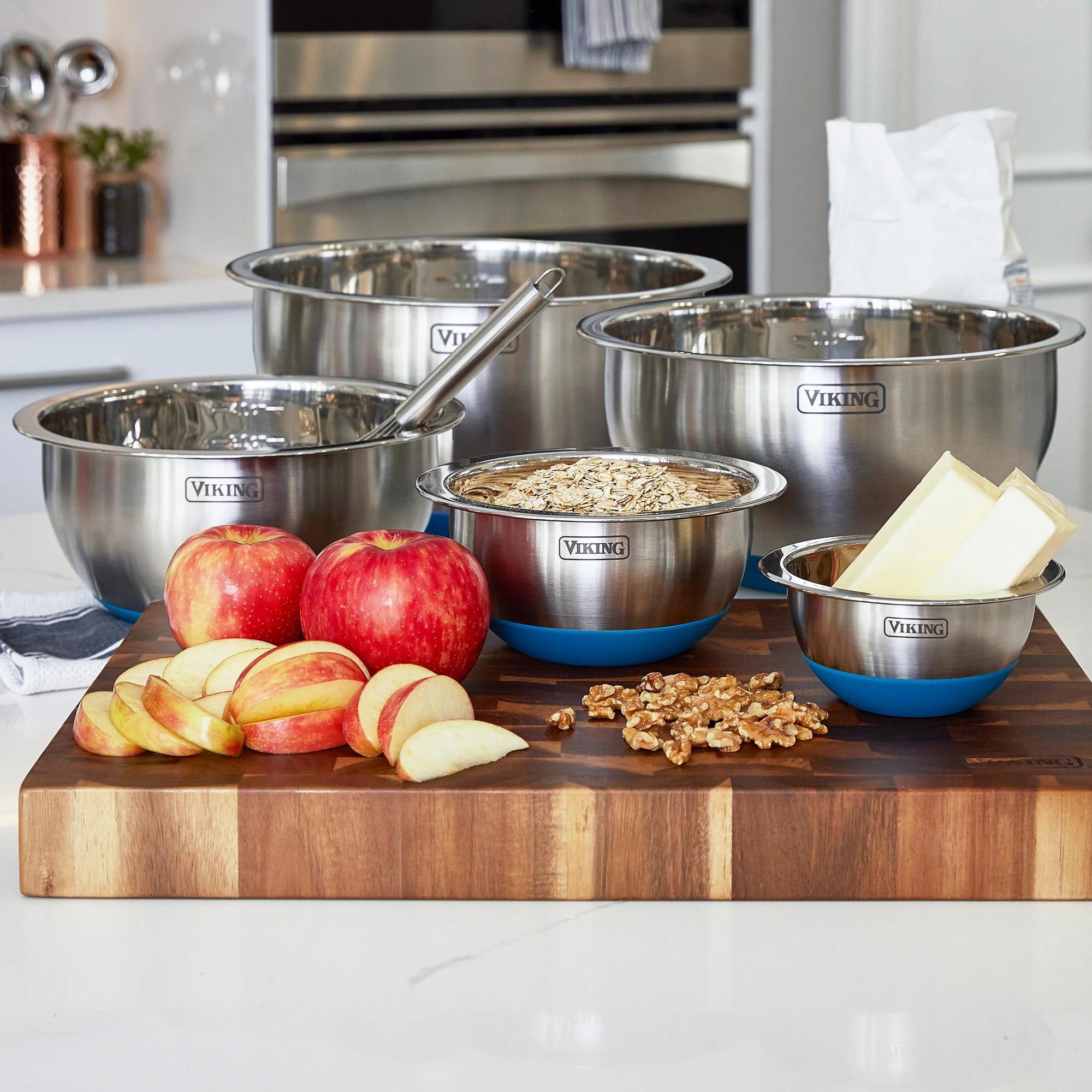 Viking 10-Piece Stainless Steel Mixing Bowl Set with Lids, Teal - Image 11