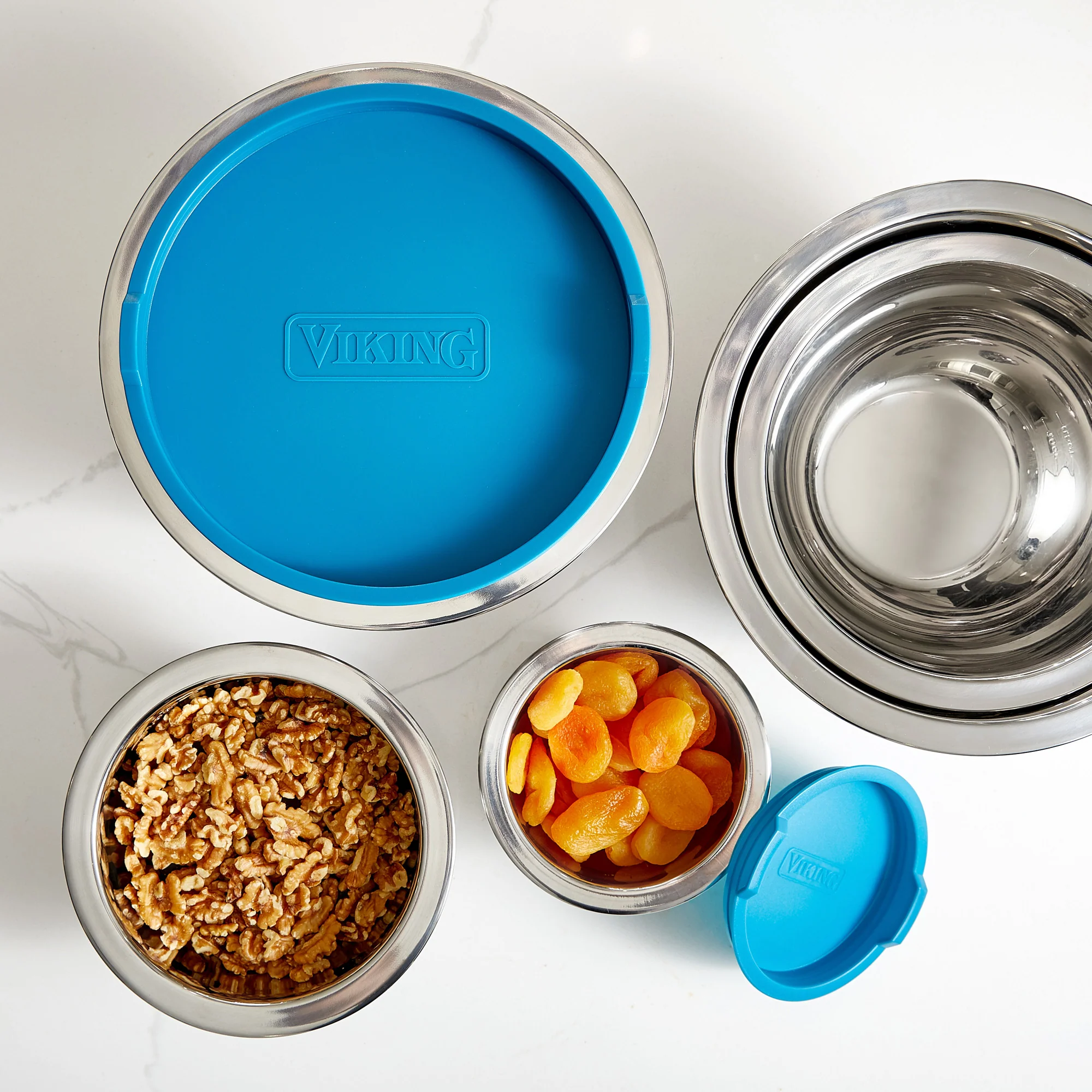 Viking 10-Piece Stainless Steel Mixing Bowl Set with Lids, Teal - Image 12