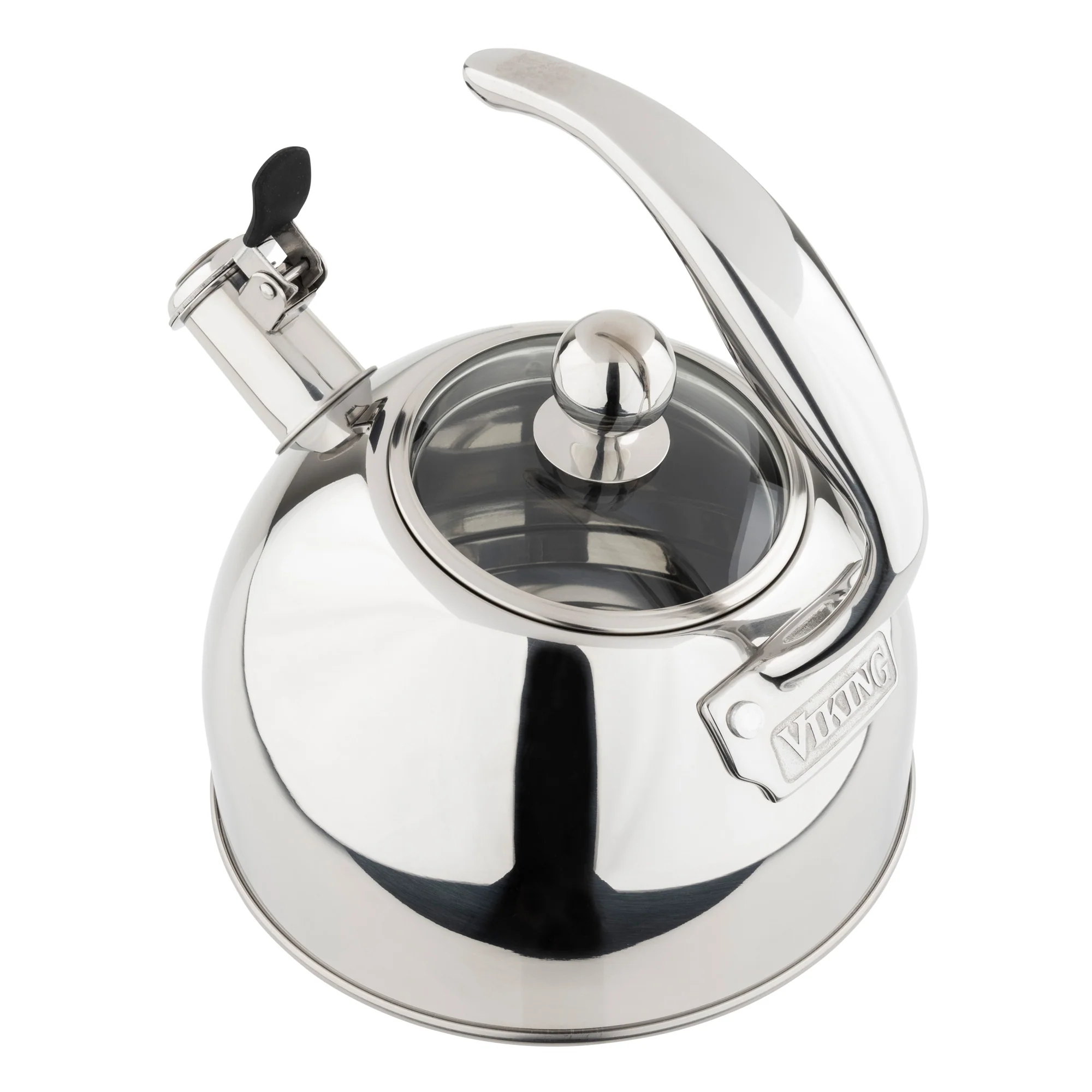 Viking 2.6-Quart Mirrored Stainless Steel Whistling Kettle with 3-Ply Base - Image 4