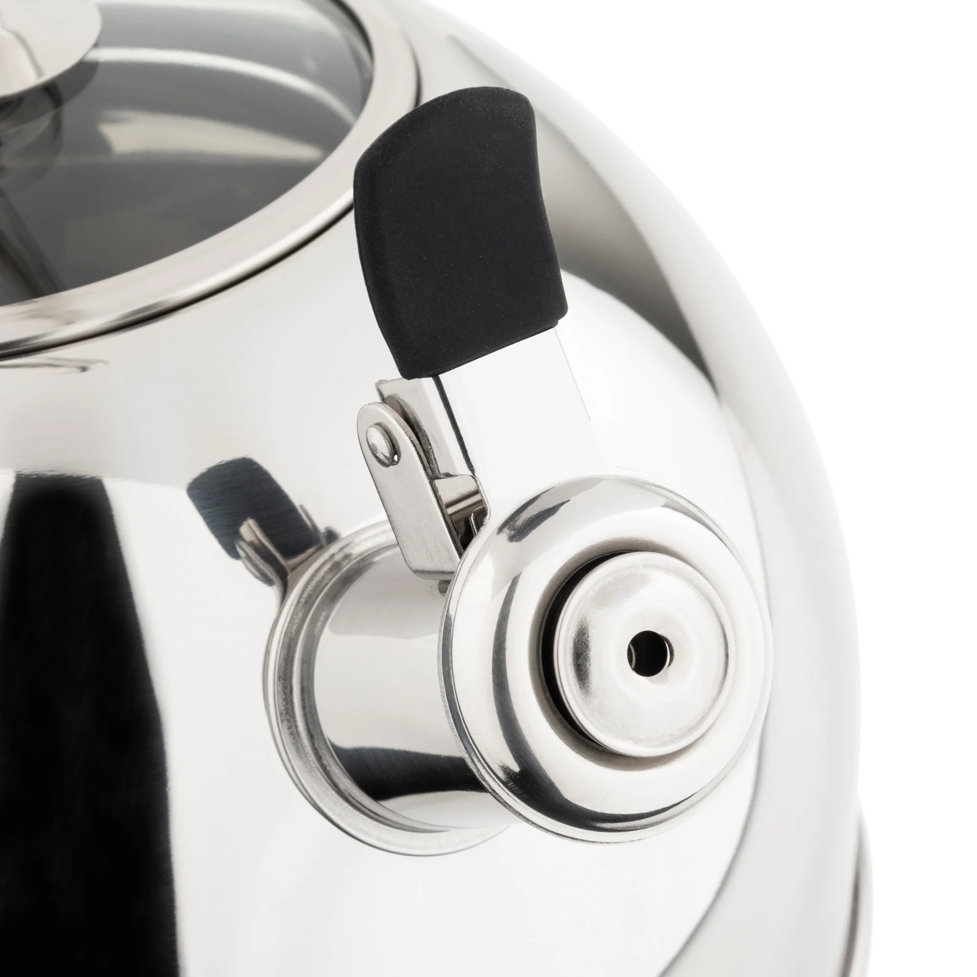 Viking 2.6-Quart Mirrored Stainless Steel Whistling Kettle with 3-Ply Base - Image 6