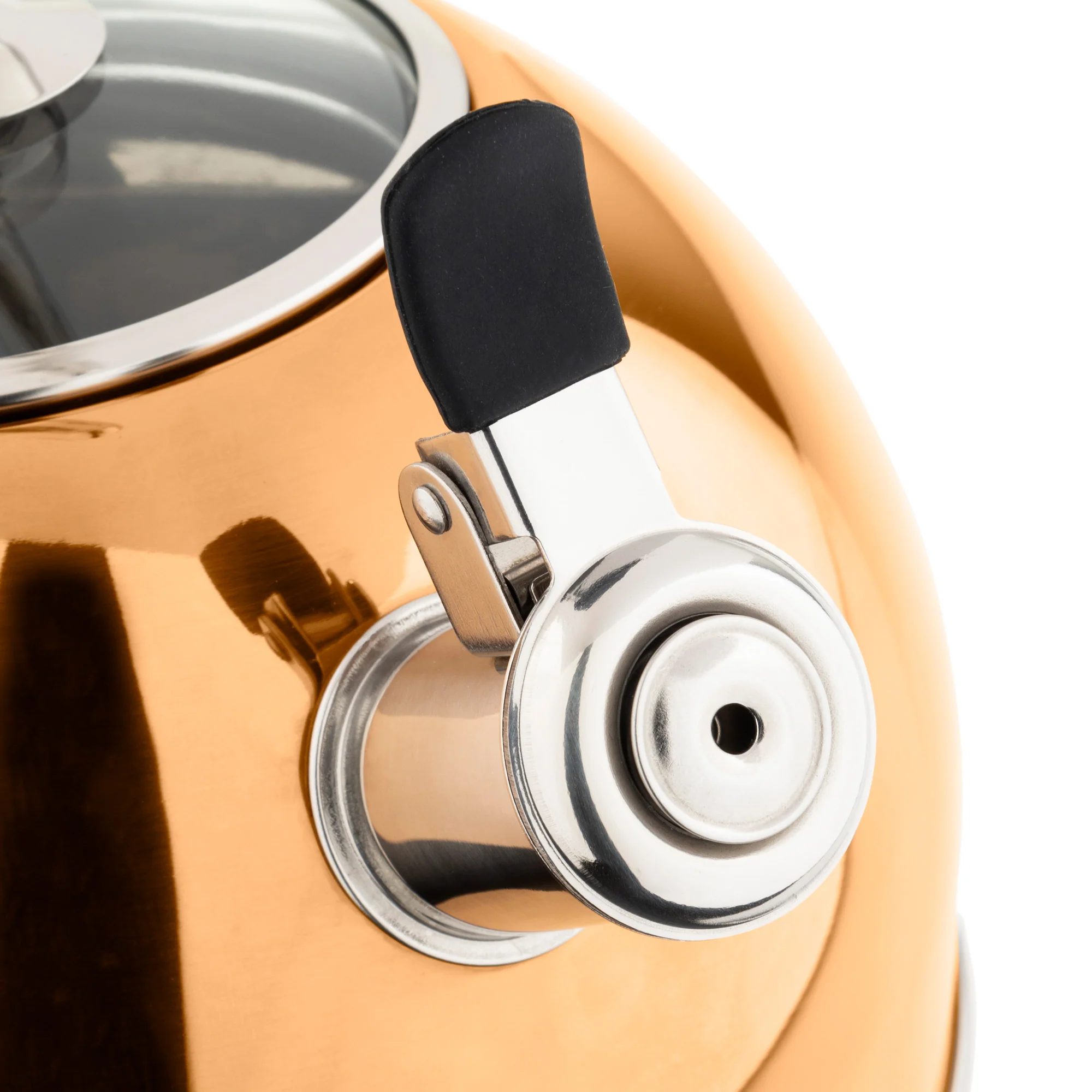 Viking 2.6-Quart Rose Gold Stainless Steel Whistling Kettle with 3-Ply Base - Image 6