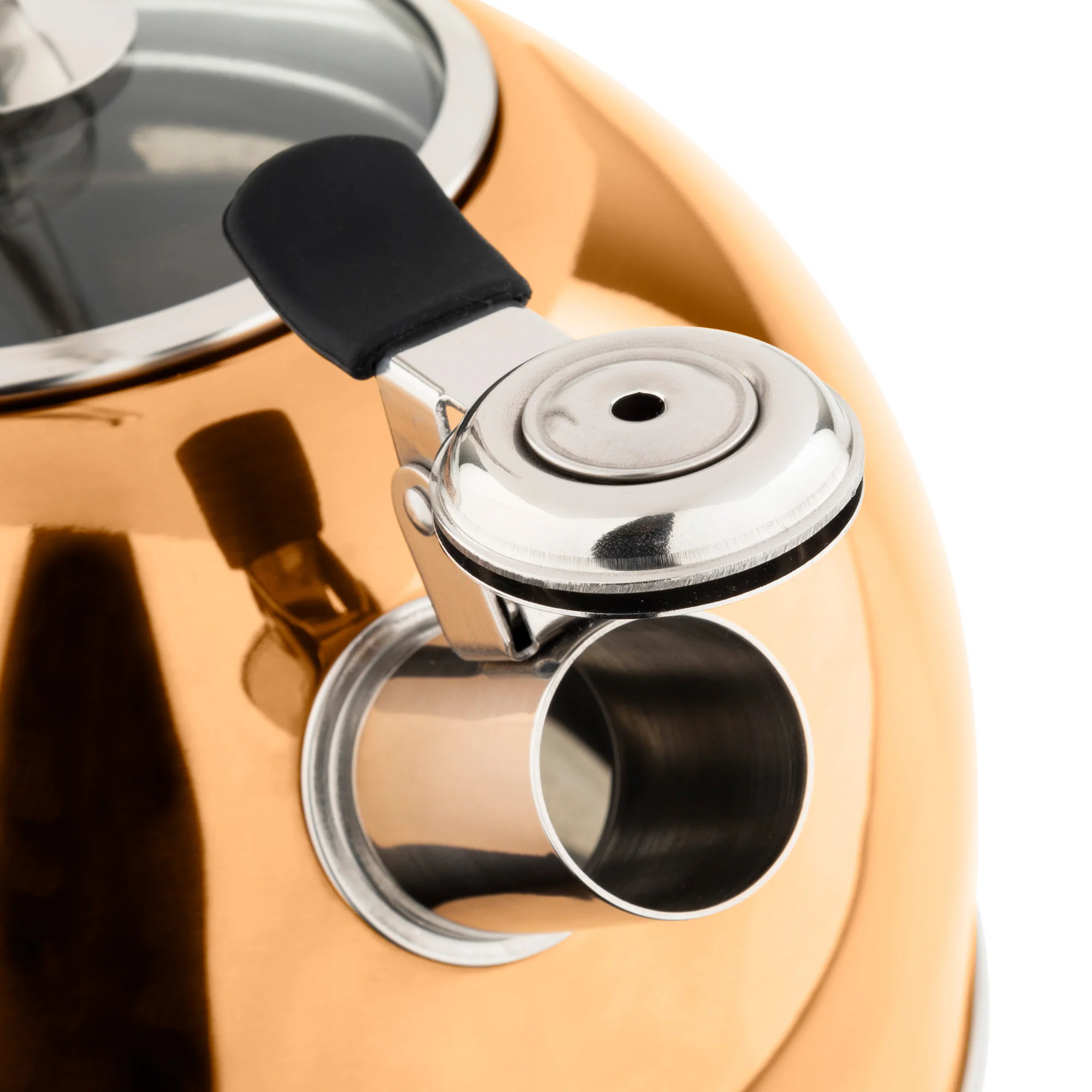 Viking 2.6-Quart Rose Gold Stainless Steel Whistling Kettle with 3-Ply Base - Image 7