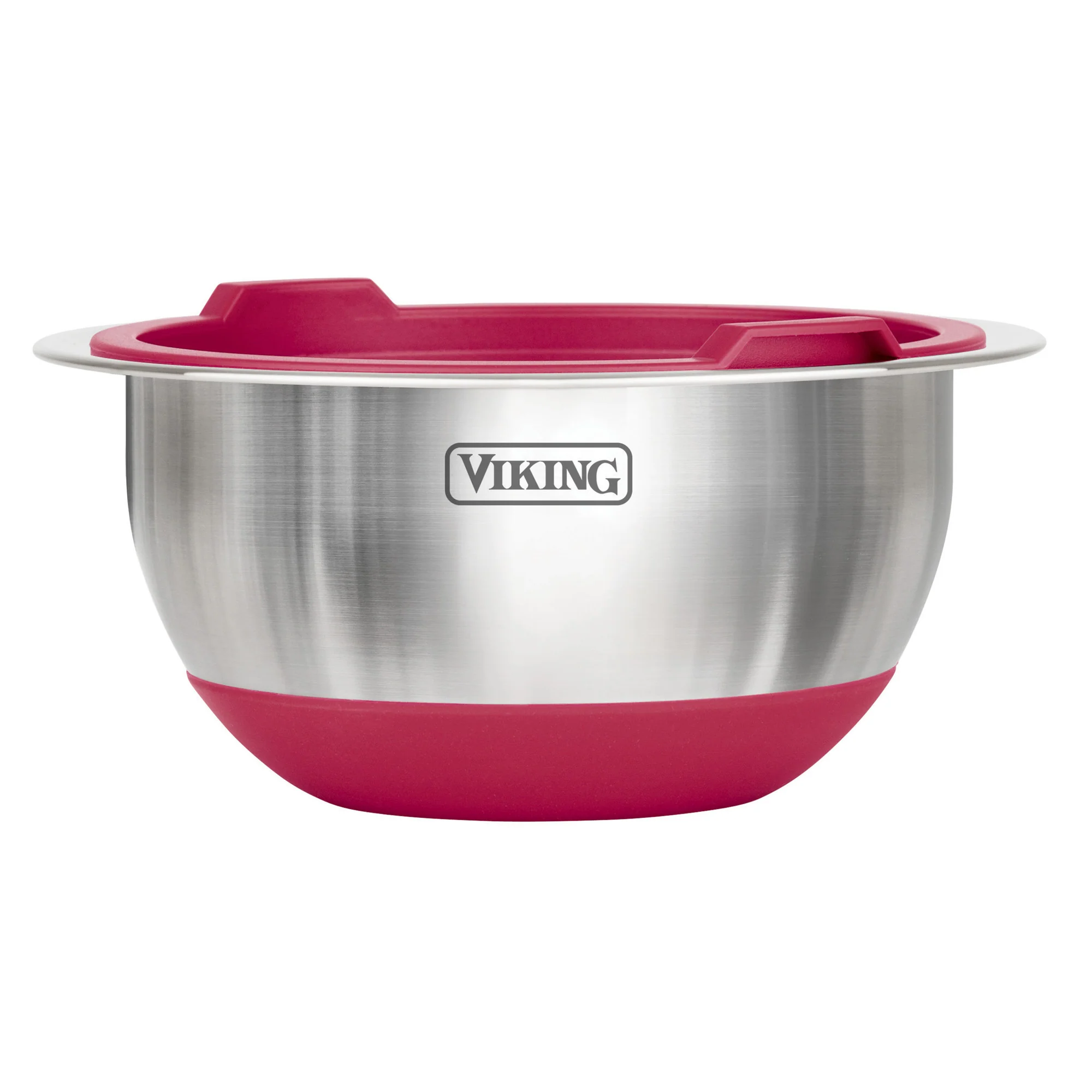 Viking 8-Piece Stainless Steel Mixing Bowl Set with Lids, Red - Image 4