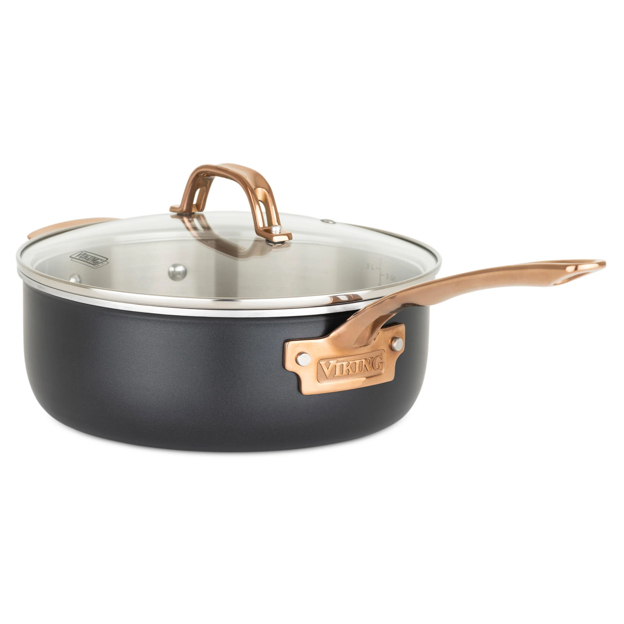 Viking 3-Ply 11 Piece Black and Copper Cookware Set with Glass Lids - Image 5
