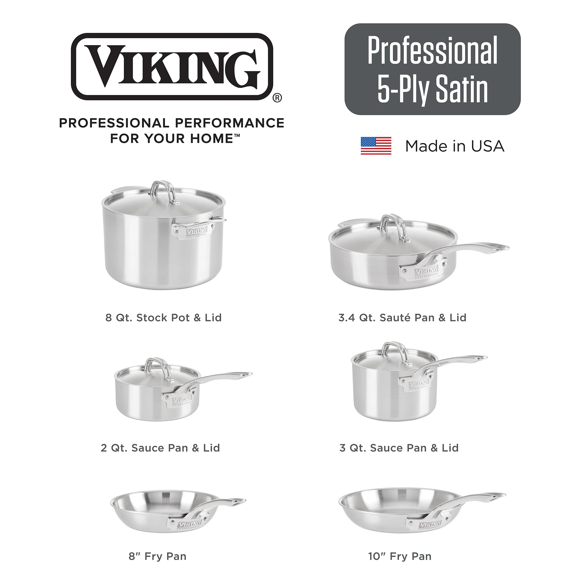 Viking Professional 5-Ply 10-piece Cookware Set - Image 4